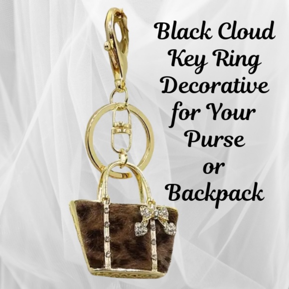 KEYCHAIN PURSE DECORATIVE & PRACTICAL - BLACK RESIN CLOUD PATTERN - STUNNING - Picture 3 of 5